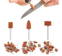42 teste abrasive in corindone, testa per mola, perno rotante, tre tipi: cono, piccolo cilindro, grande cilindro, adatto per Dremel, pietre preziose, vetro, metallo, ecc