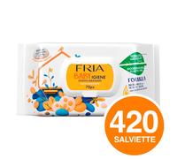 420 Salviette Fria Baby Igiene Olio di Argan e Formula Nutri-Milk Biodegradabili