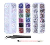 4200 strass per unghie, paillettes glitterate per unghie, decalcomanie con cristalli, gemme per unghie, diamanti per nail art, inclusa matita di cera per strass e raccoglitore di strass