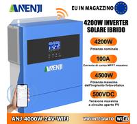 4200W 24V Inverter Solare On/Off-Grid Ibrido MPPT 100A Pure Sine Wave 220V 500V