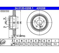 Disco freno ATE 24.0120-0208.1 posteriore, ventilato, altamente carbonizzato, 1 Pezzo