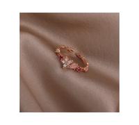 -42024 Anello coreano delicato con fiore di perla e foglia, stile semplice e versatile, aperto, per donna