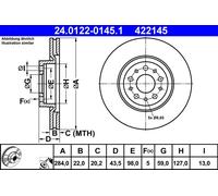 Disco freno ATE 24.0122-0145.1 anteriore, ventilato, 1 Pezzo