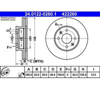 2 ATE Dischi Freno Anteriore 256mm per Hyundai Accent I20 Kia Rio