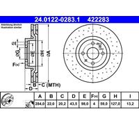 Disco freno ATE 24.0122-0283.1 anteriore, ventilato, perforato, 1 Pezzo
