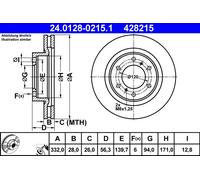 Disco freno ATE 24.0128-0215.1 anteriore, ventilato, 1 Pezzo