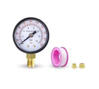 42MM ManometroPiscina, 14bar, （200psi), Manometroacquaconmanometro, ManometroperAcqua, ManometroPressioneAcqua, Manometro a Bassa Pressione, con 2 adattatori da 3/8 e 1/2, nastro grezzo (0-14 Bar)