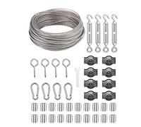 42Pcs 30m Fune Cavo Acciaio 304 inox Kit, 2mm tiranti per filo acciaio Fune Tenditore, Appendere Cavo Ganci Cavi, per Appendere Quadri, Lamp, Filo Stendibiancheria, Tende, Giardino.
