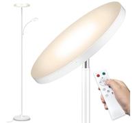 42W Lampada Da Terra Salotto, 4500LM Luminosa LED Piantana Lampada da Terra Dimmerabile con Telecomando e Touch Control, 2700K-6500K Piantana LED Lettura Nera per Soggiorno Letto Ufficio, Bianco
