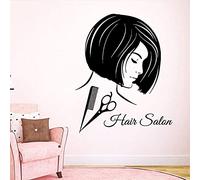 42X52 Cm Decalcomanie Da Muro Per Parrucchieri Bella Ragazza Adesivo Da Parete In Vinile Pettine Forbici Stile Parrucchiere Adesivo Da Parete Design Decal