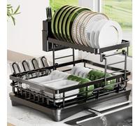 43 * 32 * 29cm Sgocciola Piatti da Lavandino a 2 Livelli, Scola Piatti Multifunzionale Nero per Piatto,Tazza