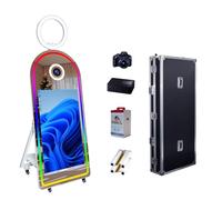 43 "Magic Mirror Photo Booth Touch Screen Selfie Photobooth Macchine 65" Magic Mirror Photo Booth per feste di nozze in noleggio di eventi (White, photo booth with camera and printer)