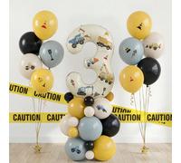 43 pezzi Adesivi decorativi a tema camion con palloncini blu-grigi e giallo limone, adatti per decorazioni di feste di compleanno a tema costruzione, festa di nascità Numero 1,Numero 2,Numero 3,Numero