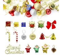 43 Pezzi Palline di Natalizie Piccole Campane Ciondolo Albero di Natale Pigna Mini Scatole Regalo per Addobbi Natalizi Ornamenti Natale Set di Decorazioni con Ciondolo per Ciondolo Albero di Natale