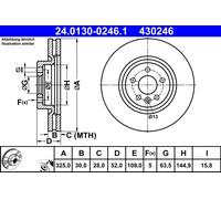 Disco freno ATE 24.0130-0246.1 anteriore, ventilato, altamente carbonizzato, 1 Pezzo
