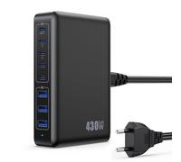 430W Caricatore USB Multiplo,8 Port GaN Ⅳ 100W PD Caricabatterie Multipla PPS QC Alimentatore USB C Stazione di Ricarica Multipresa per MacBook Air/Pro Laptop iPhone iPad Samsung SteamDeck-Nero