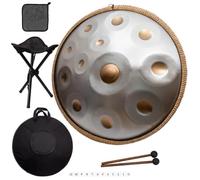 432/440 Hz 22 Pollici 9/10/12/ Note Tamburo In Acciaio Handpan In Re Minore, Tamburo Armonico Gold Handpan Con Borsa Hand Pan, Strumento A Percussione Per Principianti(440hz,9 notes)
