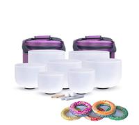 432 Hz Chakra Set di 7 campane tibetane in cristallo 6-12/8-14 pollici con custodie resistenti e martello for campane tibetane e cuscino in broccato di seta (Size : 440 hz 8-14inch 7pcs)