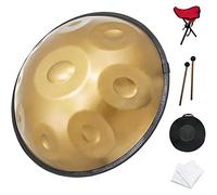 432 Hz Handpan Steel Drum 9 Note 22 pollici ''Gold Performer'' in re minore con supporto per handpan, custodia per handpan, mazze durevoli e panno antipolvere