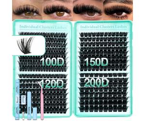 432 pezzi di ciuffetti di ciglie finte, kit di estensione ciglie fai-da-te, morbide e confortevoli, naturali fai-da-te, include adesivo, sigillante, struccante, pinzette, ciuffetti di ciglie morbidi p