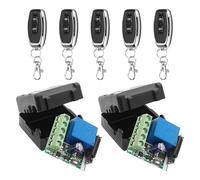 433 Mhz Interruttore di controllo remoto senza fili DC 12 V 1CH RF modulo ricevitore relè con trasmettitore, lungo raggio per apriporta garage (2 ricevitori+5 telecomandi)
