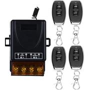 433 MHz telecomando senza fili, interruttore radio DC12 V-48 V, interruttore remoto a 1 canale + trasmettitore in metallo, ingresso ricevitore, sistema di interruttore remoto senza fili (4 telecomandi