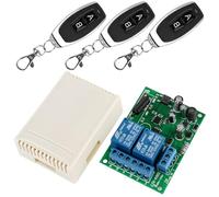 433MHZ FR telecomando senza fili, 2 canali: AC 220 V, 230 V, 240 V, ricevitore relè senza fili, con 3 trasmettitori, modulo relè RF per porta del garage