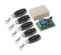 433MHz Wireless 2CH Relè Switch Kit con 5 Trasmettitori e 1 Ricevitore per Cancello Apriporta e Attrezzature On Off Control