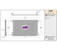 43491 AHE Condensatore, Climatizzatore per AUDI,SEAT,SKODA,VW