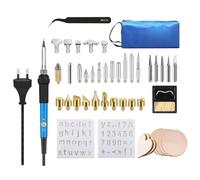 43pcs Kit piroregistratore in legno, kit saldatore, 60 W temperatura regolabile 200-450 ℃, saldatore pirografo elettrico professionale per legno, sughero inciso (saldatore blu)