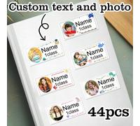44-440 pezzi Adesivi personalizzati impermeabili - con foto e testo, etichette adesive personalizzate con nome per bambini, forniture per il ritorno a scuola, adesivi con etichetta nome personalizzata