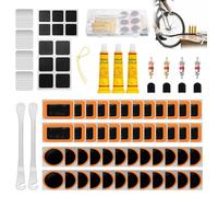 44-56 Pezzi Kit Riparazione Bici,Kit Riparazione Camera d'Aria Bici,Toppe Rotonde in Gomma autoadesive,Attrezzo Multifunzione da Bici,con Contenitore Portatile,per Ciclisti,Veicoli Fuoristrada BMX