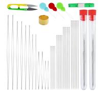 44 aghi per perline, aghi a occhio grande per infilare perline, aghi lunghi dritti, per bracciali, gioielli, artigianato e creazione di gioielli