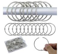 44 anelli per tende in metallo, 50 mm, per aprire, anelli da doccia, anelli da appendere per tende da doccia e aste per tende, anelli per libri (argento)