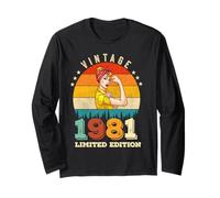 44° Compleanno 1981 Edizione Limitata Vintage 44 Anni Donne Maglia a Manica