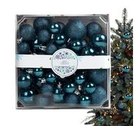 44 Pièces Boules de Noël - Pendeloques Pailletées | Ornements suspendables pour arbre, guirlande, cheminée | Décoration festive intérieure et extérieure | Idéal pours fêtes, maison, jardin, sapin