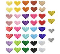 44 Pieces Heart Shape Iron On Patches Iron-on Embroidered Patches for Fabrics, Clothing, Bag, Jean, Jackets, Children, Adults, DIY