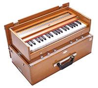 440 Hz Bhajan Kirtan Yoga Harmonium 3¼ ottave - lucidatura classica del legno di pino naturale - portatile, pieghevole, 6 tappi
