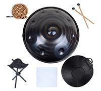 440 Hz Tamburo in Acciaio per handpan 9 Note 22 Pollici in re minore, Mazze durevoli e Panno Antipolvere, 9 Note-D3 A3 Bb3 C4 D4 E4 F4 G4 A4, con Supporto per handpan, Custodia per handpan, Filo Blu