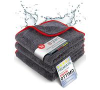 443TP Set da 3 Panni in Microfibra Soffici con Bordo Rosso/Arancione Morbidi 40