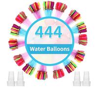 444 Pezzi Palloncini Acqua，Bombe d'Acqua Con 4 attacchi per rubinetto，Water Balloons，Autosigillante palloncini d'acqua，Adatto per giochi in spiaggia in piscina, giochi d'acqua per adulti e bambini