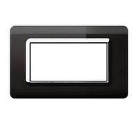 Placca Ave tecnopolimero Sistema 44 nero assoluto cornice cromata 4 moduli 44PY04NAL