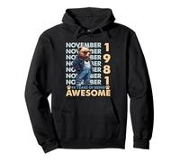 44th Birthday Bear Legends November 1981 44 Years Old Mens Felpa con Cappuccio