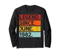 44th Birthday Gifts Legend Since June 1982 44 Years Old Maglia a Manica