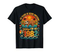 44th Birthday Retro Sloth Tropical Vintage 1982 44 Years Old Maglietta