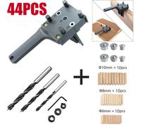 44x Bits Hole Locator Carpenters-Wrentch Woodworking Dowel Jig Set Drill Guide