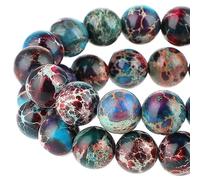 45-47 Pezzi Perline di Diaspro Blu Viola Perline di Pietre Preziose Naturali di Sedimenti Marini Reali 8mm Tonde Colorate per Collane Bigiotteria Braccialetti Fai Da Te Creazione di Gioielli