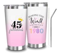 45° compleanno 1980 regali per donne, 45 anni regalo di compleanno per lei, decorazioni per il 45° compleanno per donna, fantastico regalo di compleanno per le donne che girano 45, 45 e favolosa tazza