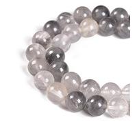 45 cristalli di quarzo naturale nuvoloso da 8 mm, rotondi, distanziatori, perline sfuse per gioielli (cristalli di quarzo nuvoloso, 8 mm, 45 perline)