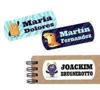 45 etichette adesive personalizzate con mostri per segnare oggetti, libri, portapranzo, ecc. Misura 5 x 2 cm